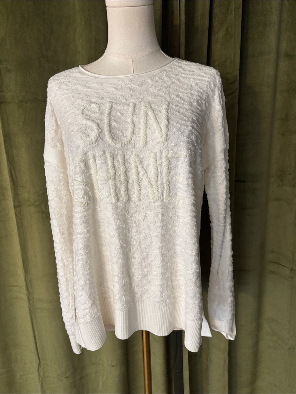 Lisa Todd White Knit Top /sweater with Subtle Texture, S